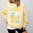 Reading Hobby Bookshelves Library Fueled By Books And Tea Comfort Colors Sweatshirt Blue Spruce