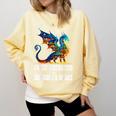 Reading Lover Easily Distracted By Dragons And Books Dragon Comfort Colors Sweatshirt Blue Spruce