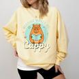 Reading Makes Me Cappy Bookworm Capybara Book Reading Comfort Colors Sweatshirt Blue Spruce