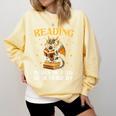 Reading Makes Me Feel Less Murdery Book Dragon Comfort Colors Sweatshirt Blue Spruce