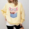 Readsalotl Axolotl Reading Book Lover Reading Pocket Axolotl Comfort Colors Sweatshirt Blue Spruce