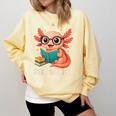 Readsolotl Kawaii Axolotl Reading Book Lover Comfort Colors Sweatshirt Blue Spruce