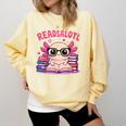 Readsolotl Pink Kawaii Axolotl Book Lover Reading Comfort Colors Sweatshirt Blue Spruce Readsolotl Pink Kawaii Axolotl Book Lover Reading Comfort Colors Sweatshirt Blue Spruce
