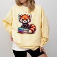 Red Panda Books Lover Reading Bookworm Comfort Colors Sweatshirt Blue Spruce