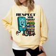 Respect Elders Cellphone Pushing Books In a Wheelchair Comfort Colors Sweatshirt Blue Spruce