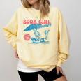 Retro Book Girl Summer Beach Vacation For Book Lover Comfort Colors Sweatshirt Blue Spruce