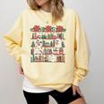 Retro Ghost Reading Book Teacher Librarian Bookish Christmas Comfort Colors Sweatshirt Blue Spruce