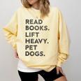 Retro Gym Book Lover Read Books Lift Heavy Pet Dogs Comfort Colors Sweatshirt Blue Spruce