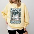 Retro Tired Moms Book Club Bookish Booktrovert Mother's Day Comfort Colors Sweatshirt Blue Spruce