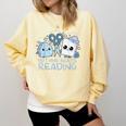 Rock Paper Scissors Nothing Beats Reading Book Lover Comfort Colors Sweatshirt Blue Spruce