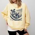 Schnauzer Hammock Reading Book Schnauzer Glasses Comfort Colors Sweatshirt Blue Spruce