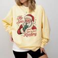 He Sees What You'Ve Been Reading Bookish Christmas Humor Comfort Colors Sweatshirt Blue Spruce