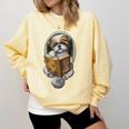 Shih Tzu Book How To Train Your Human Funny Dog Motif Comfort Colors Sweatshirt Blue Spruce