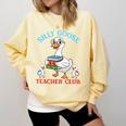 Silly Goose With Books Teacher Club School Educator Comfort Colors Sweatshirt Blue Spruce