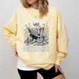 Skeleton Reading Book Anxious Stressed True Crime Obsessed Comfort Colors Sweatshirt Blue Spruce