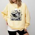 Skeleton Skull Halloween Book Reading Books Lover Teacher Comfort Colors Sweatshirt Blue Spruce