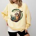 Sloth Reading a Book Lazy Sloth Bookworm Comfort Colors Sweatshirt Blue Spruce