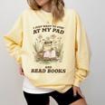 Stay At My Pad And Read Books Frog Introvert Reading Comfort Colors Sweatshirt Blue Spruce