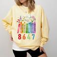 Subtle Floral Foxglove Daisy Tulip Book Lover Comfort Colors Sweatshirt Blue Spruce