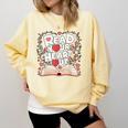 Teach Inspire Grow Everyday Read Your Heart Out Valentine Book-Themed Small Comfort Colors Sweatshirt Blue Spruce