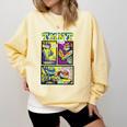 Teenage Mutant Ninja Turtles Retro Neon Comic Book Panels Comfort Colors Sweatshirt Blue Spruce