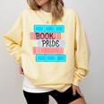 Threadless Grey Sky Chai Trans Book Pride Graphic Comfort Colors Sweatshirt Blue Spruce