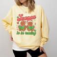 Tis The Season Book Reading Gingerbread Teacher Librarian Comfort Colors Sweatshirt Blue Spruce