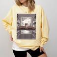 Totally Weird Tees Cat Library Book Reading Literary Comfort Colors Sweatshirt Blue Spruce