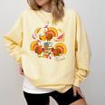 Turkey Reading Books Fall Thanksgiving Teacher Librarian Comfort Colors Sweatshirt Blue Spruce