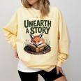 Unearth A Story Fox Reads a Book Comfort Colors Sweatshirt Blue Spruce Unearth A Story Fox Reads a Book Comfort Colors Sweatshirt Blue Spruce