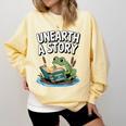 Unearth a Story Frog Reading a Book Summer 2026 Comfort Colors Sweatshirt Blue Spruce Unearth a Story Frog Reading a Book Summer 2026 Comfort Colors Sweatshirt Blue Spruce