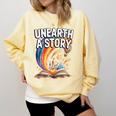 Unearth A Story Rainbow Treasure Book Comfort Colors Sweatshirt Blue Spruce