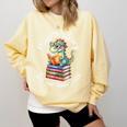 Unearth a Story Summer Reading 2026 Book Lover Dino Fun Comfort Colors Sweatshirt Blue Spruce