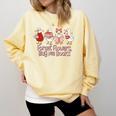 Valentine Cozy Goose Bookish Forget Flowers Buy Me Books Comfort Colors Sweatshirt Blue Spruce