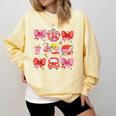 Valentine Cupid Coquette Pink Bow Apple Books Teacher Comfort Colors Sweatshirt Blue Spruce