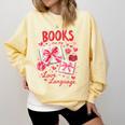 Valentines Book Lover Romance Books Are My Love Language Comfort Colors Sweatshirt Blue Spruce