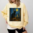Van Gogh Starry Night Art Cat And Book Lovers Comfort Colors Sweatshirt Blue Spruce Van Gogh Starry Night Art Cat And Book Lovers Comfort Colors Sweatshirt Blue Spruce