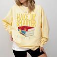 Wake Up Smarter Librarian Book Stack Premium Tri-Blend Comfort Colors Sweatshirt Blue Spruce