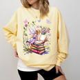 Watercolor Butterfly Fairy Read Book Library Fantasy Novel Comfort Colors Sweatshirt Blue Spruce