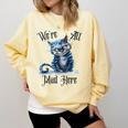 We'Re All Mad Here Cheshire Cat Alice Wonderland Book Kids Comfort Colors Sweatshirt Blue Spruce