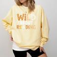 Wild About Reading Animal Bookworm Library Book Lover Reader Comfort Colors Sweatshirt Blue Spruce