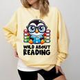 Wild About Reading Book Lover Penguin Comfort Colors Sweatshirt Blue Spruce