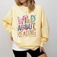 Wild About Reading Books Readers Lovers Bookworm Library Day Comfort Colors Sweatshirt Blue Spruce
