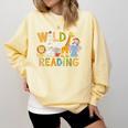 Wild About Reading Kid Love Wild Animal Books Back To School Comfort Colors Sweatshirt Blue Spruce