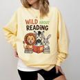 Wild About Reading Zoo Animals For Bookworm Book Reader Comfort Colors Sweatshirt Blue Spruce