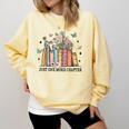 Wildflower Floral Book Just One More Chapter Comfort Colors Sweatshirt Blue Spruce