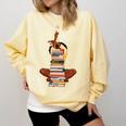 Woman And Books Stack Afro Girl Book Lover Premium Tri-Blend Comfort Colors Sweatshirt Blue Spruce