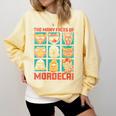Women's DCC Many Faces Of Mordecai Grid Gamer Series Book Comfort Colors Sweatshirt Blue Spruce Women's DCC Many Faces Of Mordecai Grid Gamer Series Book Comfort Colors Sweatshirt Blue Spruce