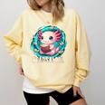 Women's Readsolotl Kawaii Axolotl Reading Book Lover Comfort Colors Sweatshirt Blue Spruce