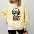 Introvert Mode Cat With Headphones Kitten Lover Comfort Colors Sweatshirt Butter